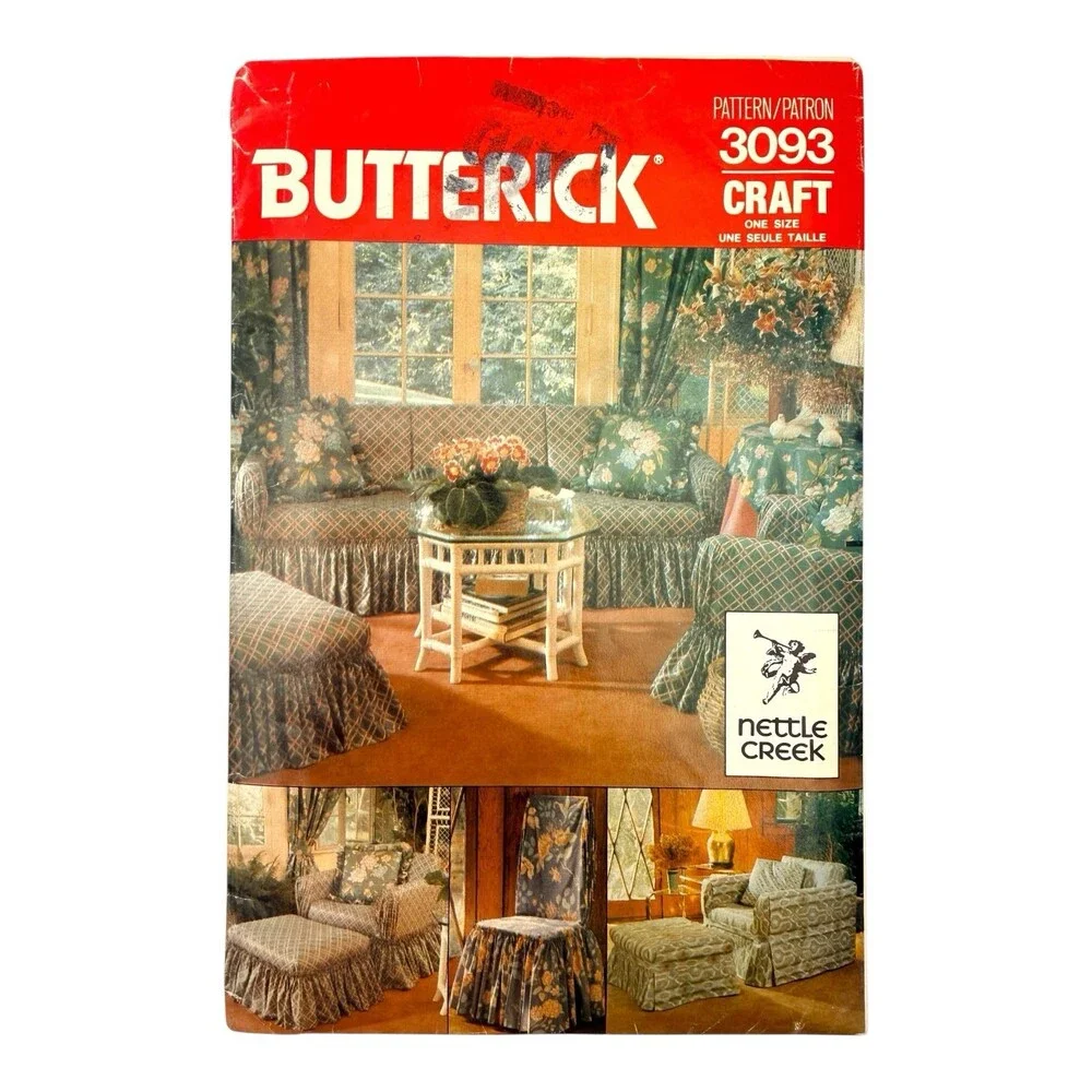 VTG 1985 Butterick Sewing Pattern Nettle Creek Furniture Wrap & Tie OS #3093